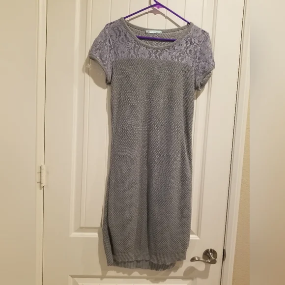 Gray Dress with Lace at Top - Picture 1 of 4